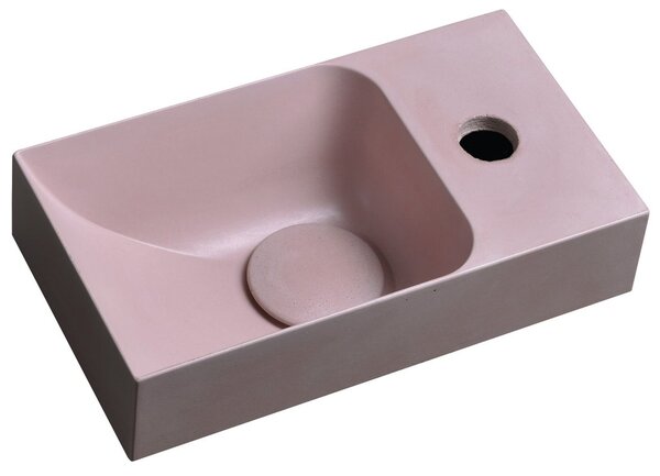 Sapho Sapho, lavoar din beton PICCOLINO 30.8x17cm, baterie pe dreapta, roz mat, PK30521