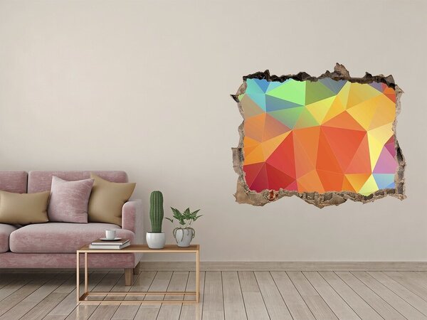 Autocolant de perete gaură 3D Geometrie colorată într-o gaură din perete