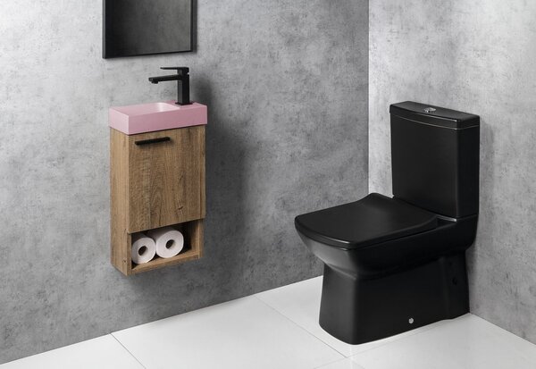 Sapho Sapho, lavoar din beton PICCOLINO 30.8x17cm, baterie pe dreapta, roz mat, PK30521