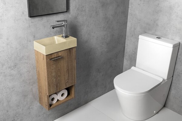 Sapho Sapho, lavoar din beton PICCOLINO 30.8x17cm, baterie pe dreapta, galben mat, PK30522