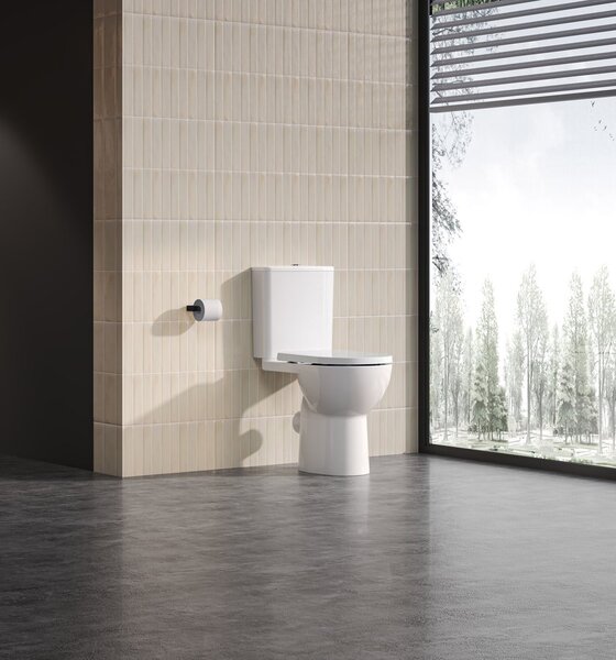 Sapho Sapho, WC combinat SANIVEX, scaun ridicat, fără ramă, scurgere inferioară/spate, alb, PC108WR