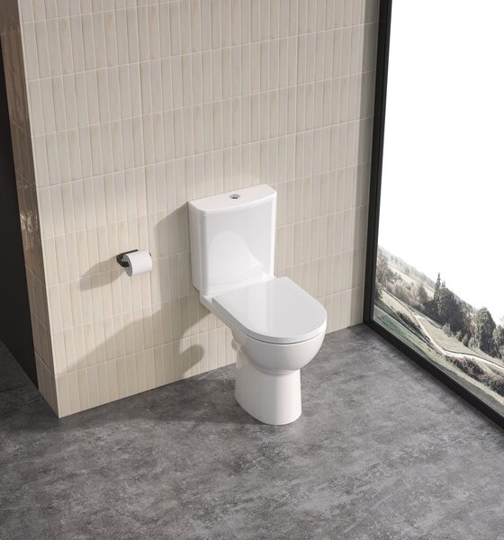 Sapho Sapho, WC combinat SANIVEX, scaun ridicat, fără ramă, scurgere inferioară/spate, alb, PC108WR
