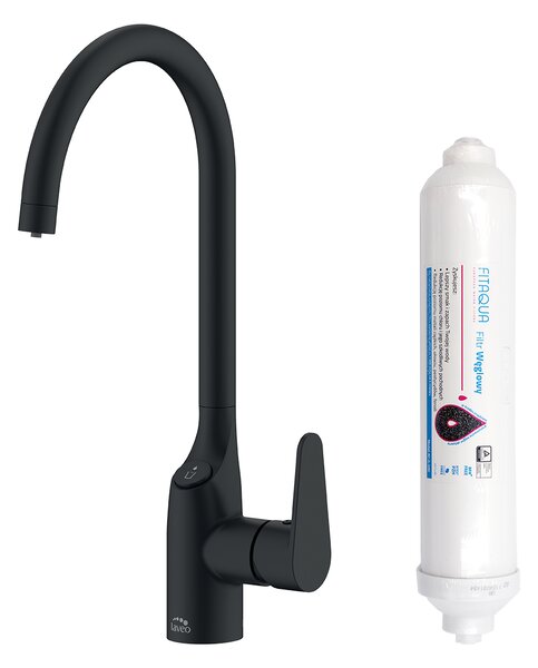 Laveo Claro, baterie pentru chiuveta inalta cu filtru de apa potabila, negru mat, LAV-BAKB798D