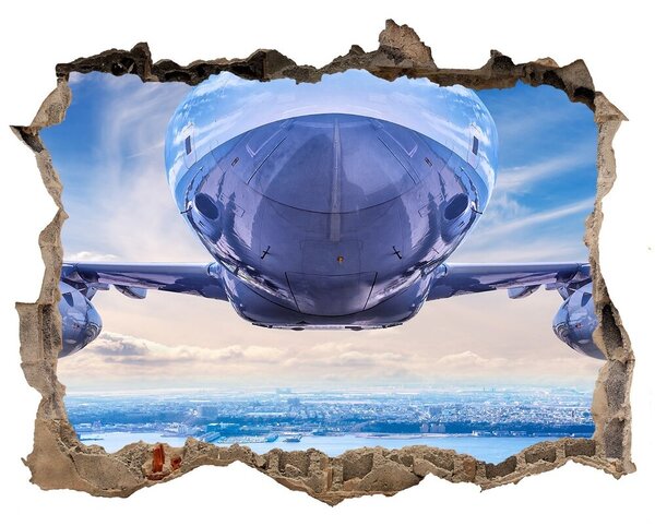 Autocolant 3D gaura cu priveliște Avionul deasupra orașului