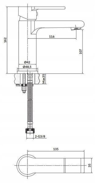 Cersanit Verso, baterie chiuveta cu dop din plastic, crom, S951-404