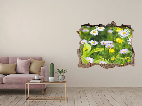 Autocolant de perete gaură 3D Un paradis al florilor în spatele zidului