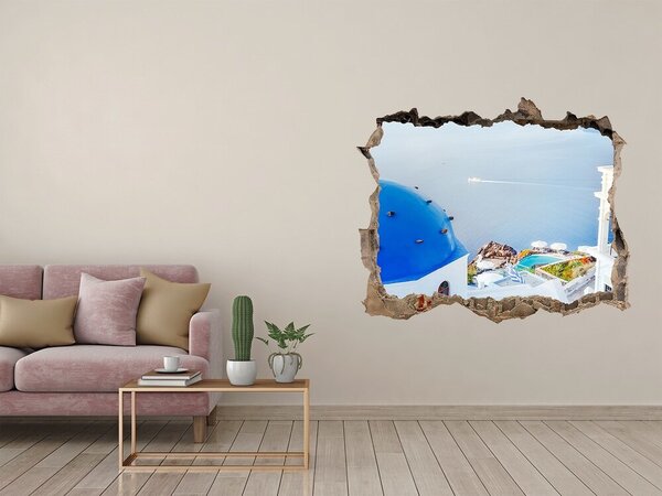 Fototapet un zid spart cu priveliște Vedere din Santorini