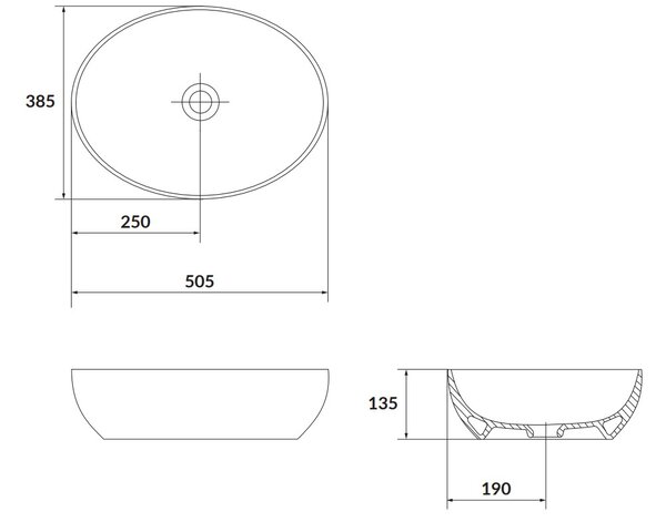 Cersanit Larga, chiuveta blat 50x38 cm, antracit mat, K677-014