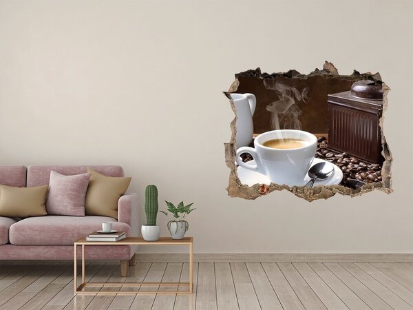 Autocolant un zid spart cu priveliște Cafea într-o cafenea
