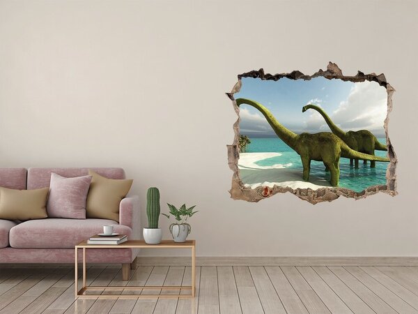 Autocolant de perete gaură 3D Dinozaurii de la malul mării