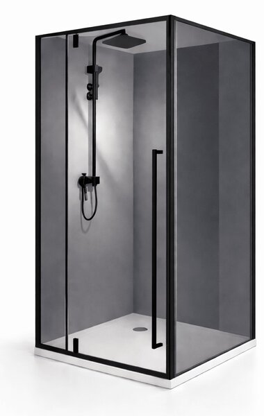 Cabina dus HYDRA 90x90 patrata, geam fumuriu securizat 6 mm, profil negru mat