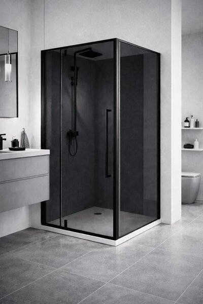 Cabina dus HYDRA 90x90 patrata, geam fumuriu securizat 6 mm, profil negru mat