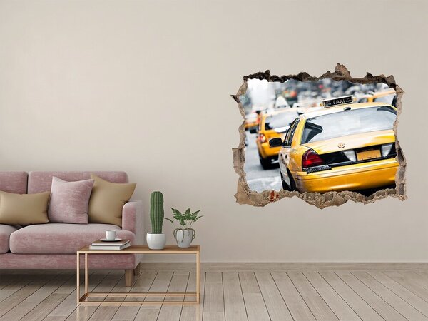 Autocolant un zid spart cu priveliște Taxiurile din New York în acțiune