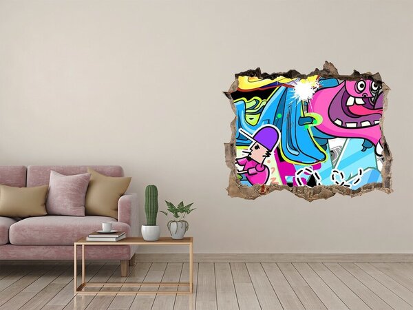 Autocolant autoadeziv gaură O pictură murală colorată cu figuri și graffiti