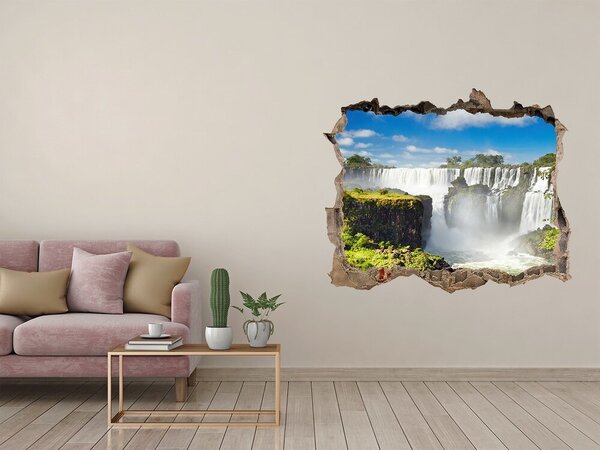 Fototapet 3D gaură în perete Cascadele Iguazu