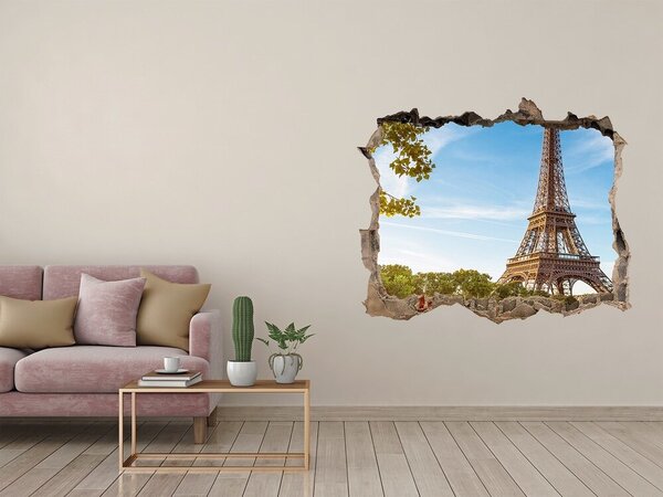 Autocolant un zid spart cu priveliște Turnul Eiffel din Paris