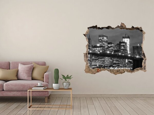 Fototapet un zid spart cu priveliște Vedere a orașului New York noaptea