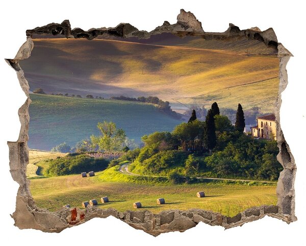 Autocolant 3D gaura cu priveliște Toscana