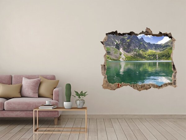 Fototapet un zid spart cu priveliște Lac de munte în vale