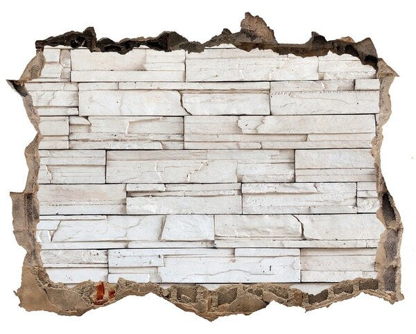 Autocolant de perete gaură 3D Un perete deteriorat cu finisaj din piatră