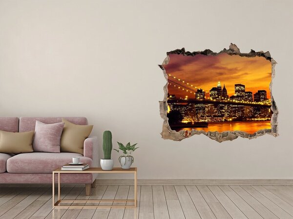 Fototapet 3D gaură în perete Orizontul New York-ului la apus