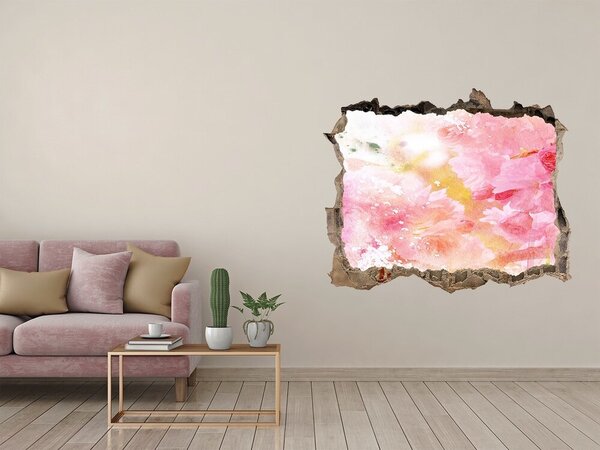 Fototapet 3D gaură în perete Un peisaj floral în spatele unei găuri în perete