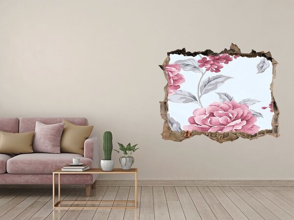 Fototapet 3D gaură în perete Motiv floral pe fundal de beton