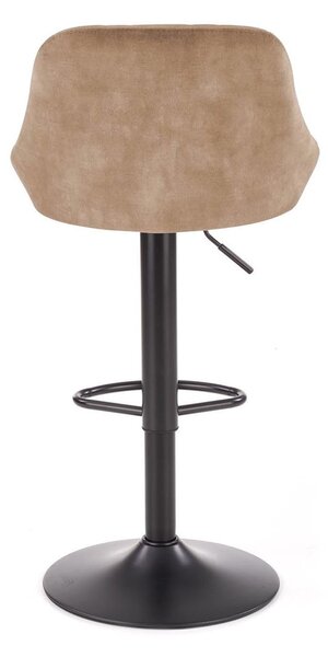 Scaun bar H101, bej/negru, stofa catifelata/metal, 47x45x84 cm