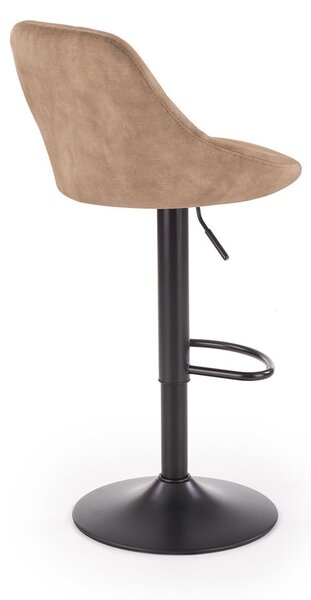 Scaun bar H101, bej/negru, stofa catifelata/metal, 47x45x84 cm