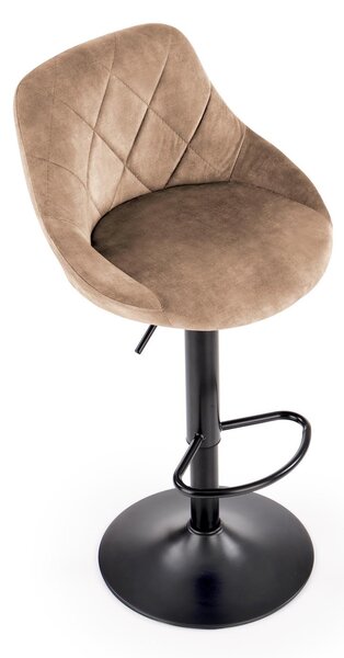Scaun bar H101, bej/negru, stofa catifelata/metal, 47x45x84 cm