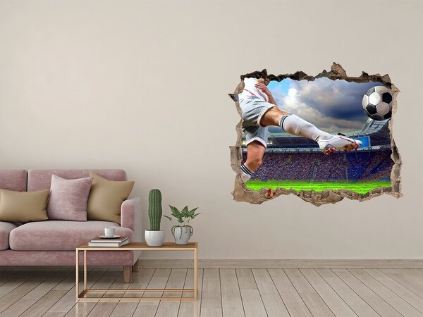 Fototapet 3D gaură în perete Acțiune de fotbal într-o atmosferă de stadion