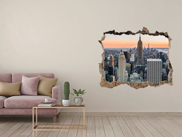 Autocolant gaură 3D New York la apus