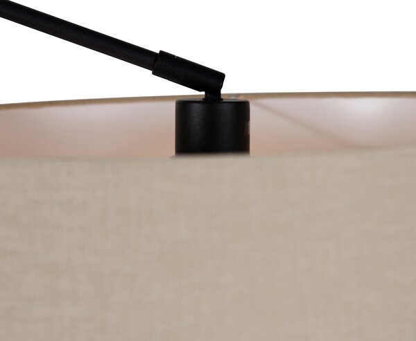 Lampă de podea neagră cu abajur maro deschis 50 cm reglabil - Editor
