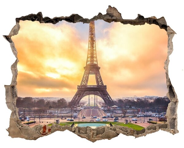 Autocolant de perete gaură 3D Turnul eiffel din paris