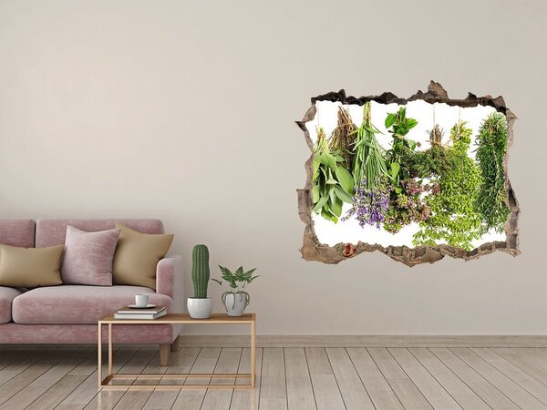 Fototapet un zid spart cu priveliște Grădină de plante aromatice verzi