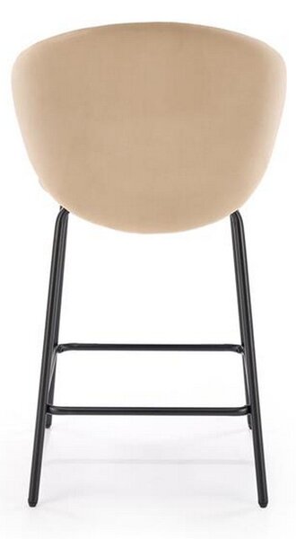 Scaun bar H121, bej/negru, stofa catifelata/metal, 51x50x92 cm