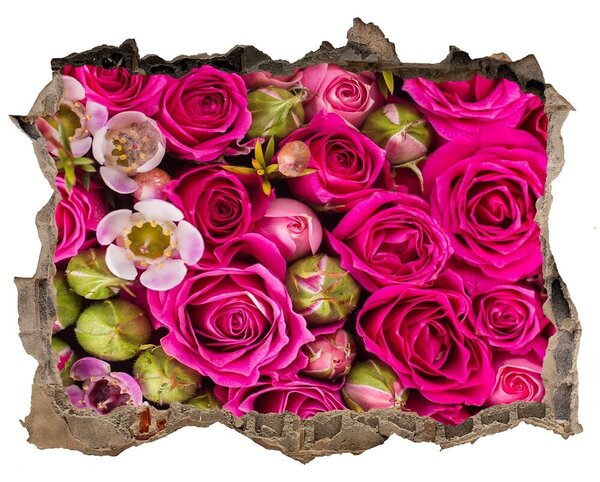 Fototapet 3D gaură în perete O explozie florală de trandafiri