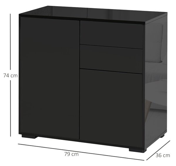 HOMCOM Mobilier multiuz cu 2 sertare si 2 dulapuri, deschidere cu presiune, 79x36x74cm | Aosom Romania