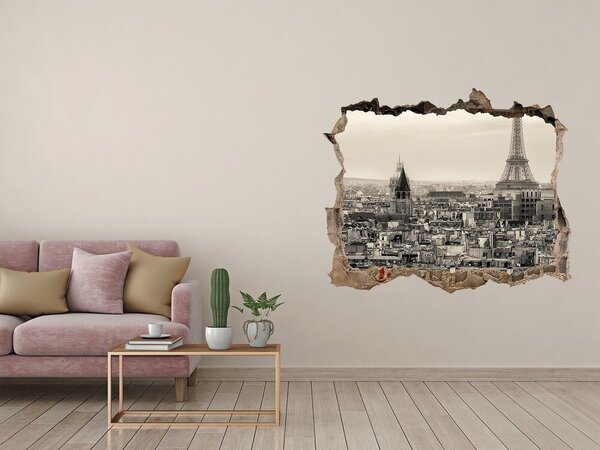 Autocolant un zid spart cu priveliște Vedere a Parisului cu Turnul Eiffel