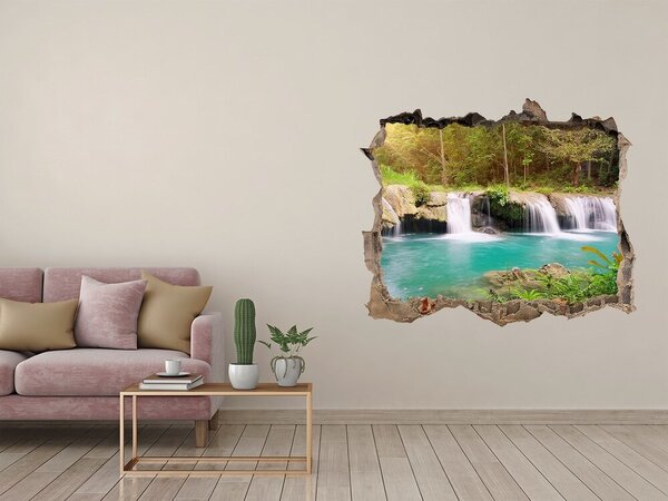 Autocolant gaură 3D Cascade într-o pădure tropicală