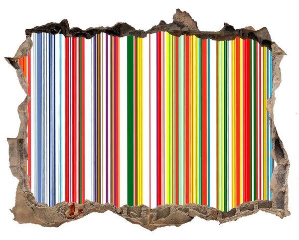 Autocolant de perete gaură 3D Dungi colorate printr-o gaură în perete