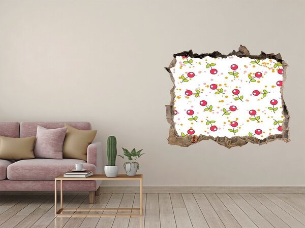 Fototapet un zid spart cu priveliște Model floral pe perete
