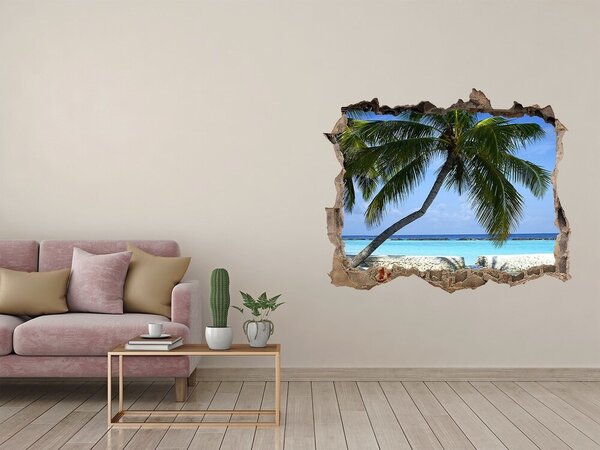 Autocolant gaură 3D Oază tropicală cu palmieri