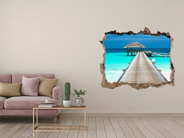 Autocolant gaură 3D Dig tropical peste apa turcoaz