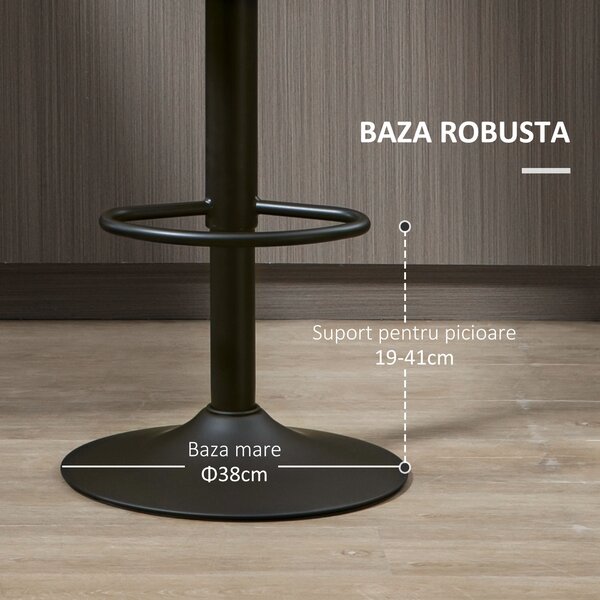 HOMCOM Scaune de Bar, 2 piese, Pivotante Reglabile, Suportă până la 120 kg, Design Modern, Culoare Gri, 35x36x64-85 cm | Aosom România