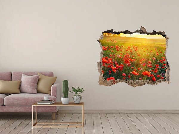 Fototapet 3D gaură în perete Peisaj floral în pajiște