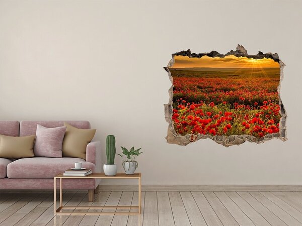 Autocolant de perete gaură 3D Peisaj floral la apus