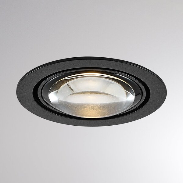 Molto Luce Plafonieră LED încastrată MAG MINI, negru, Ø 10 cm, CCT 18 V, Negru, Camera de zi / sufragerie, Aluminiu, Modern, Corpuri de iluminat încastrate rotunde