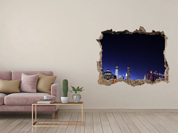 Autocolant gaură 3D Panoramă nocturnă a New York-ului