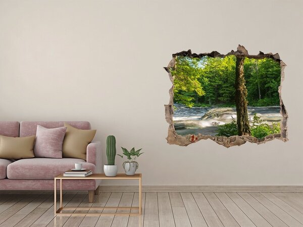 Fototapet 3D gaură în perete Pădurea verde de lângă râu